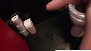 Japanese model masturbates in a public restroom